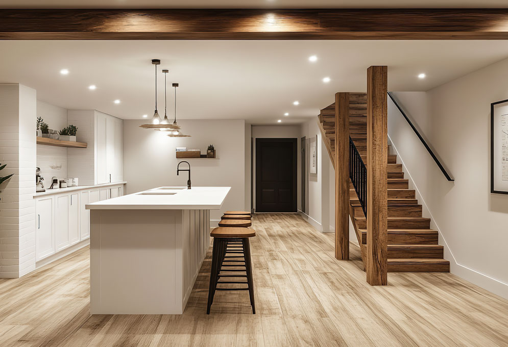Remodeled basement and bar area